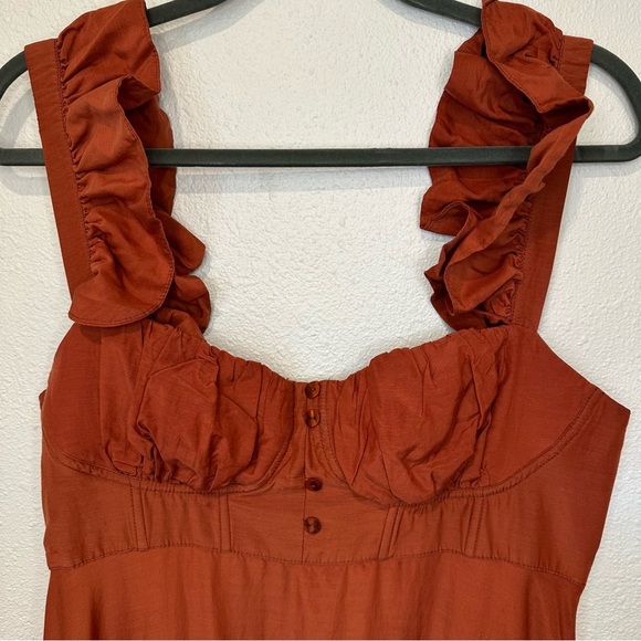 Farm Rio Ruffle Strap Rust Maxi Dress - Picture 6 of 16